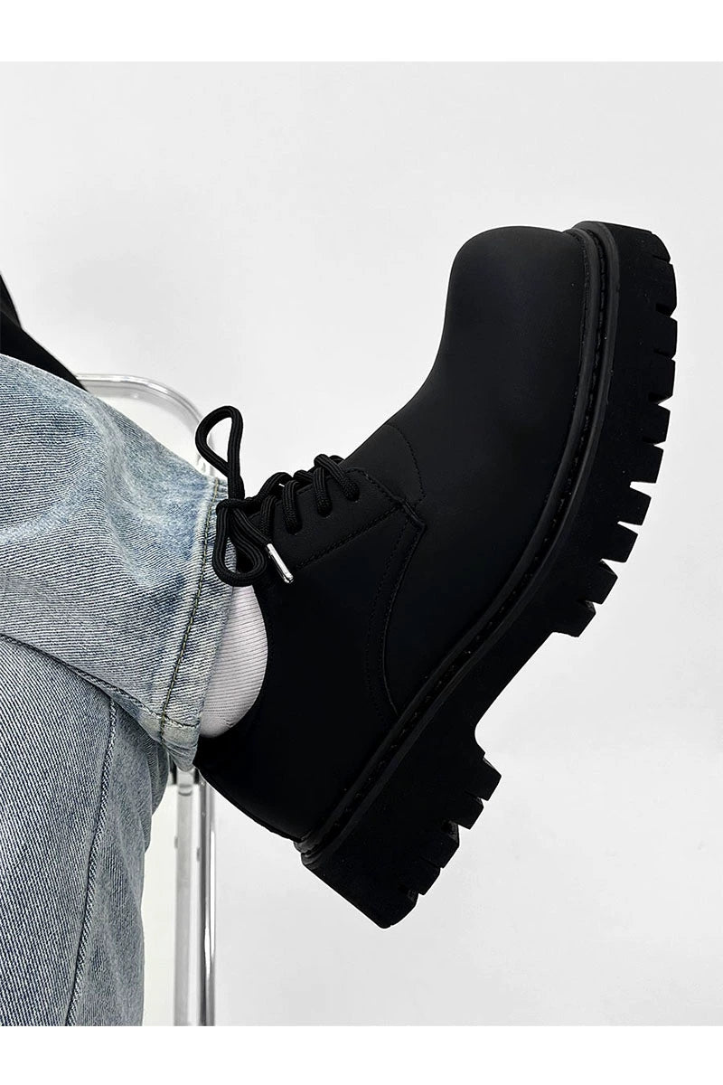 Chunky Black Matte and Glossy Platform Derby Shoes