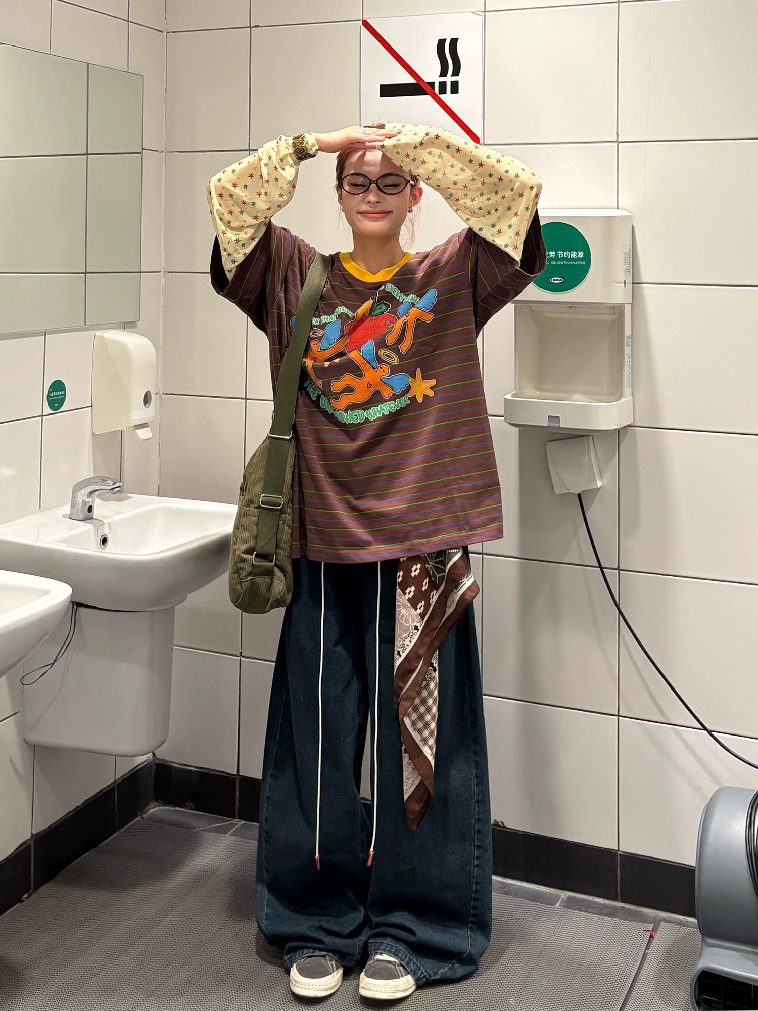 Cosmic Friends Striped Graphic Tee