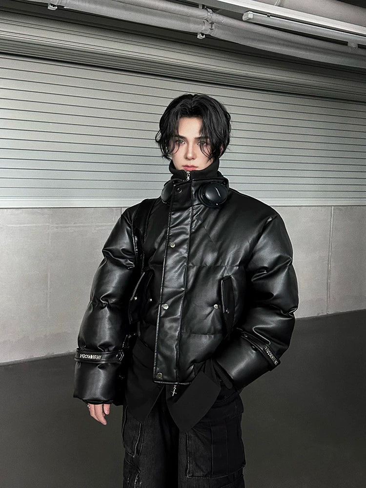 Nightcore Aegis Padded Leather Puffer Jacket