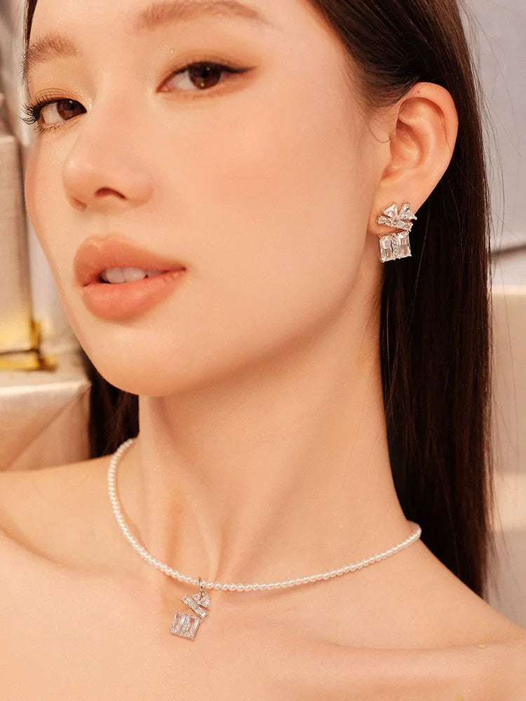 Sculpted Crystal Drop Earrings - view 3