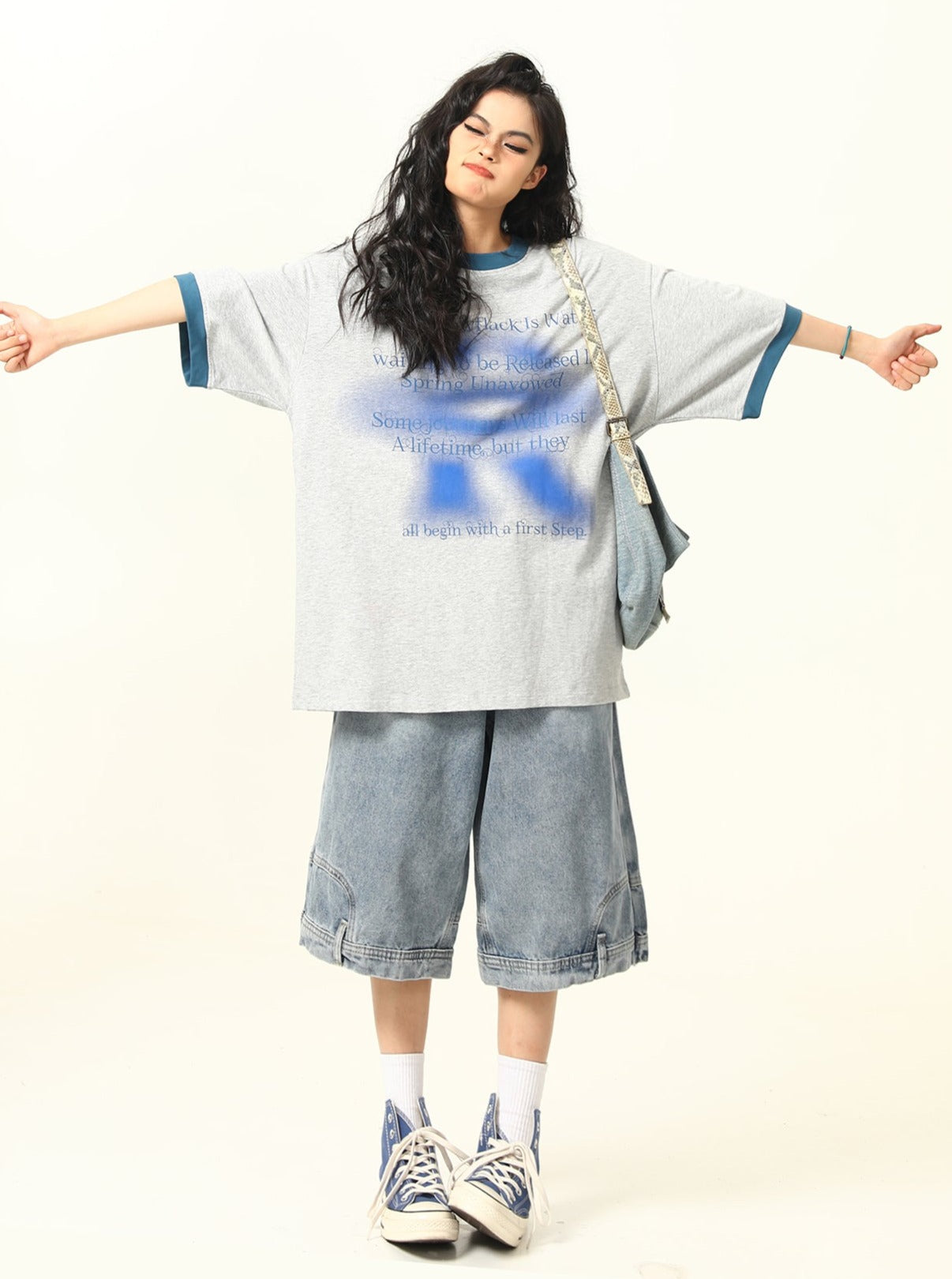 Oversized Faded Gradient Ringer T-shirt