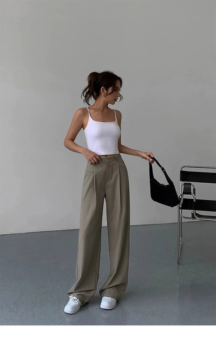 Drapey Wide-Leg Suit Trousers - chiclara