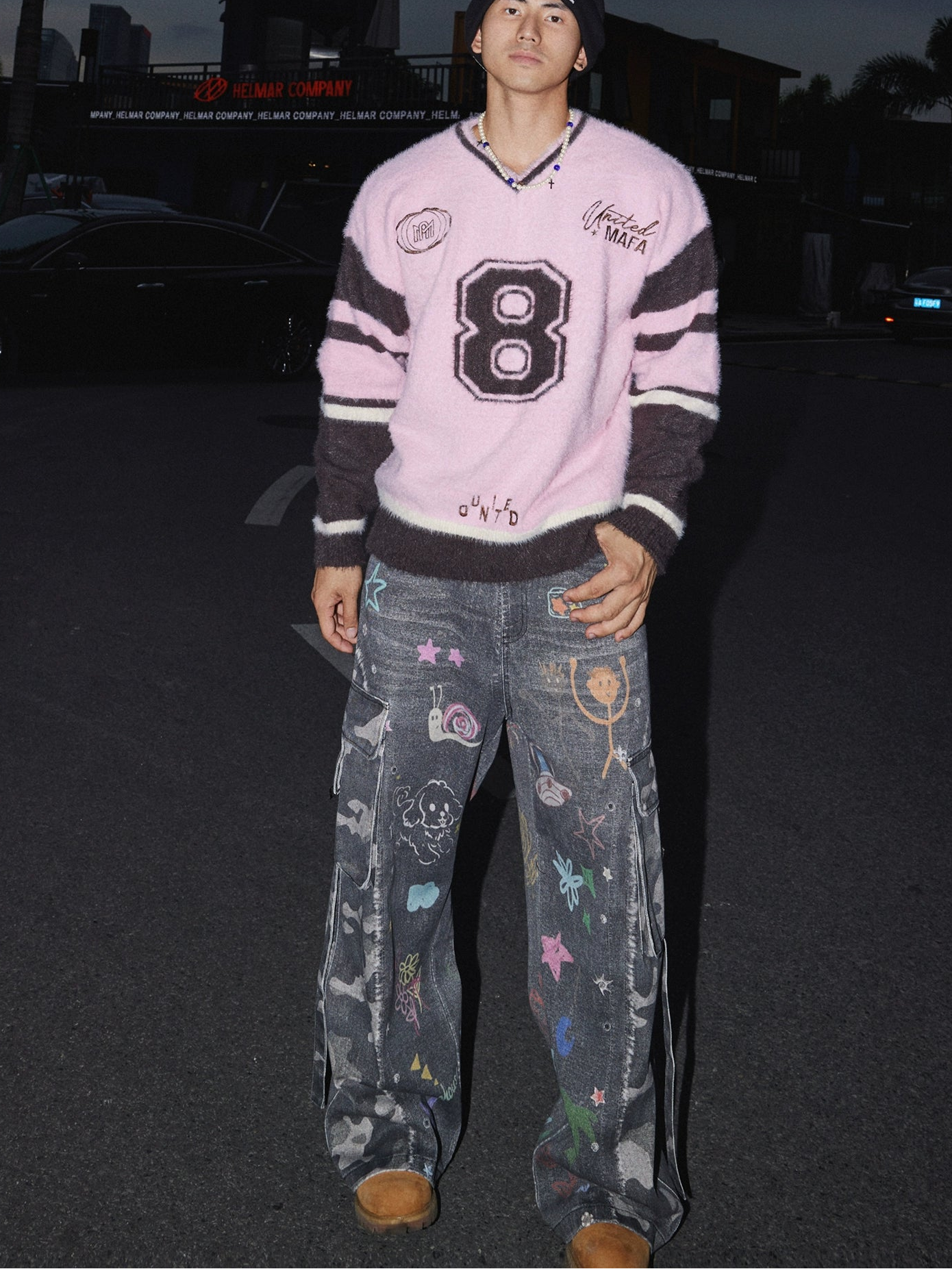 Graffiti Doodle Wide-Leg Jeans