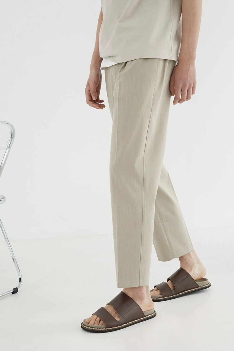 Elastic Waist Wide-Leg Cropped Pants