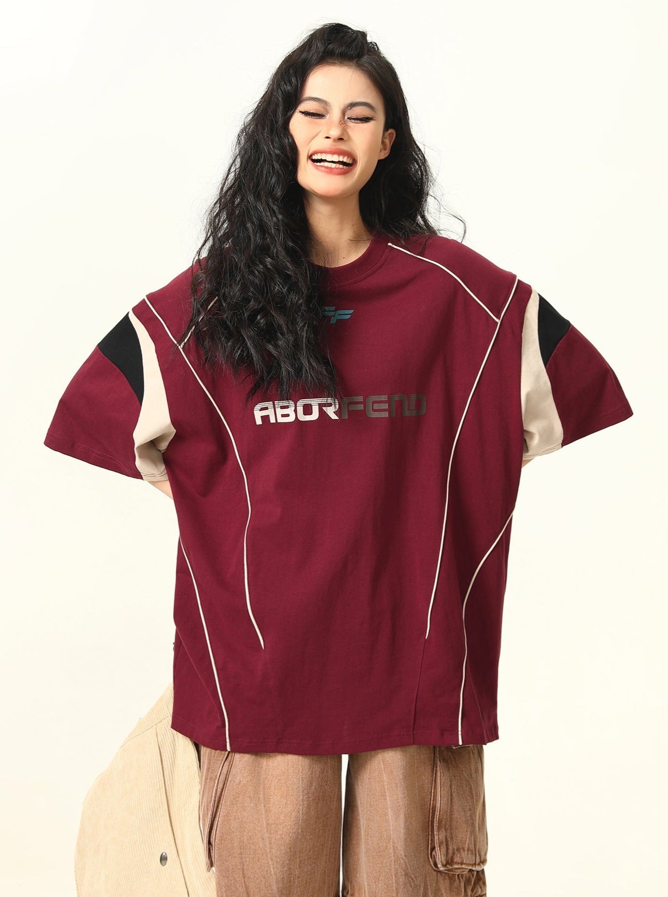 Sporty Retro-Futuristic Oversized T-Shirt