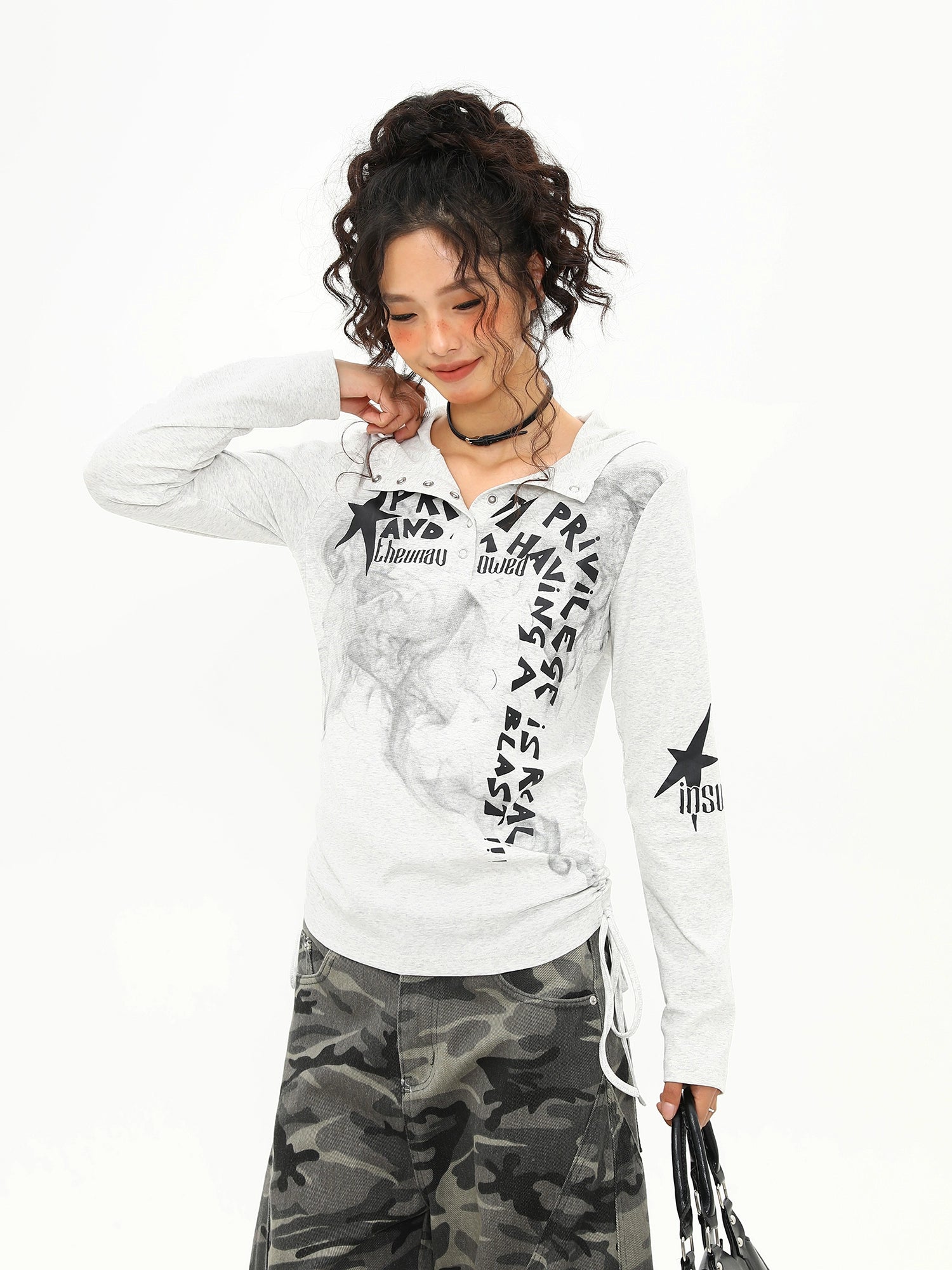 Starlit Smoke Graphic Hoodie Tee
