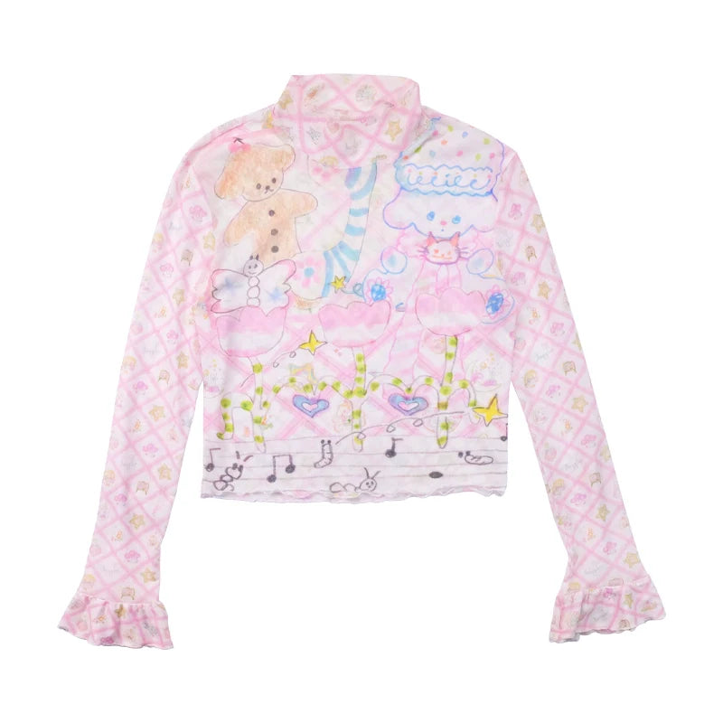 Sweet Dream Carousel Ruffle Sleeve Top