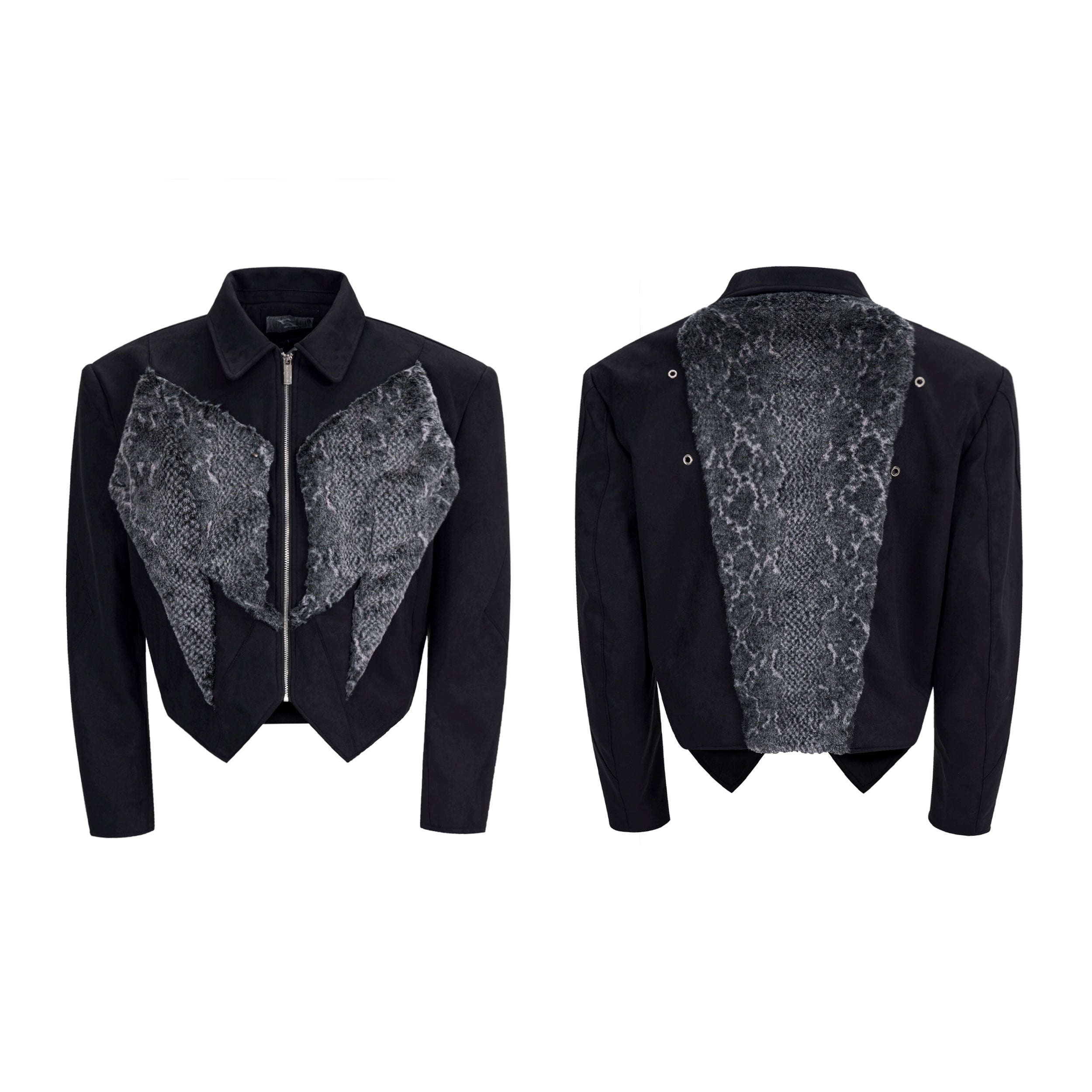 Avant-Garde Textured Cropped Jacket with Zip Front