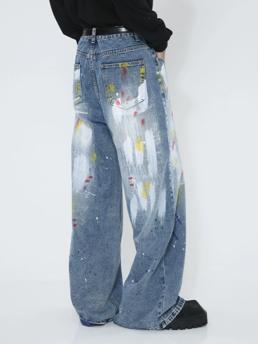 Voguo Relay Avant-Garde Splash Wide-Leg Jeans