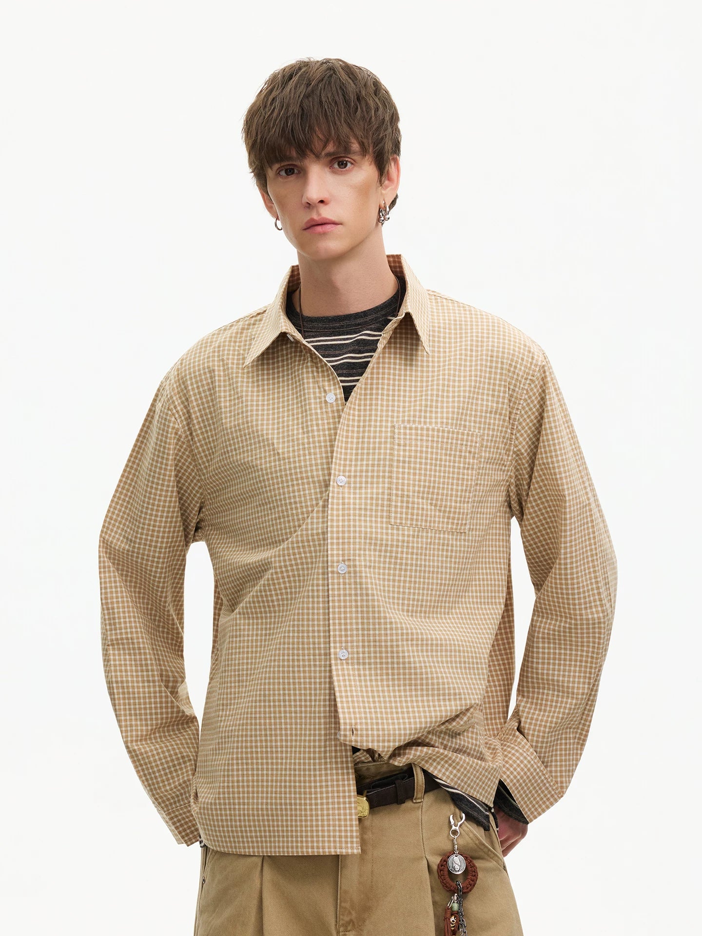 Honeycheck Layered Oversize Shirt