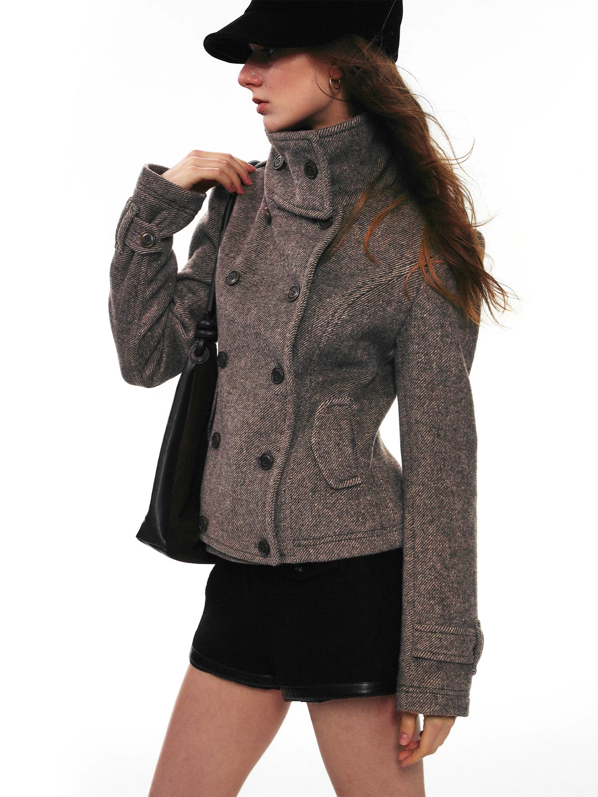 Herringbone Tweed Peacoat Jacket