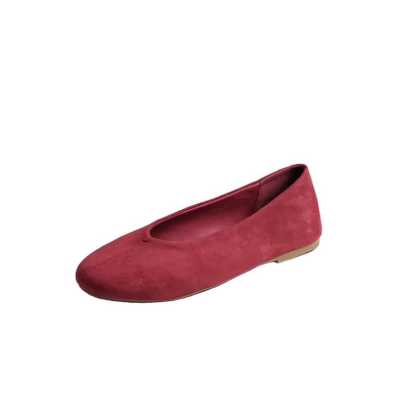 Minimal Suede Round Toe Ballet Flats