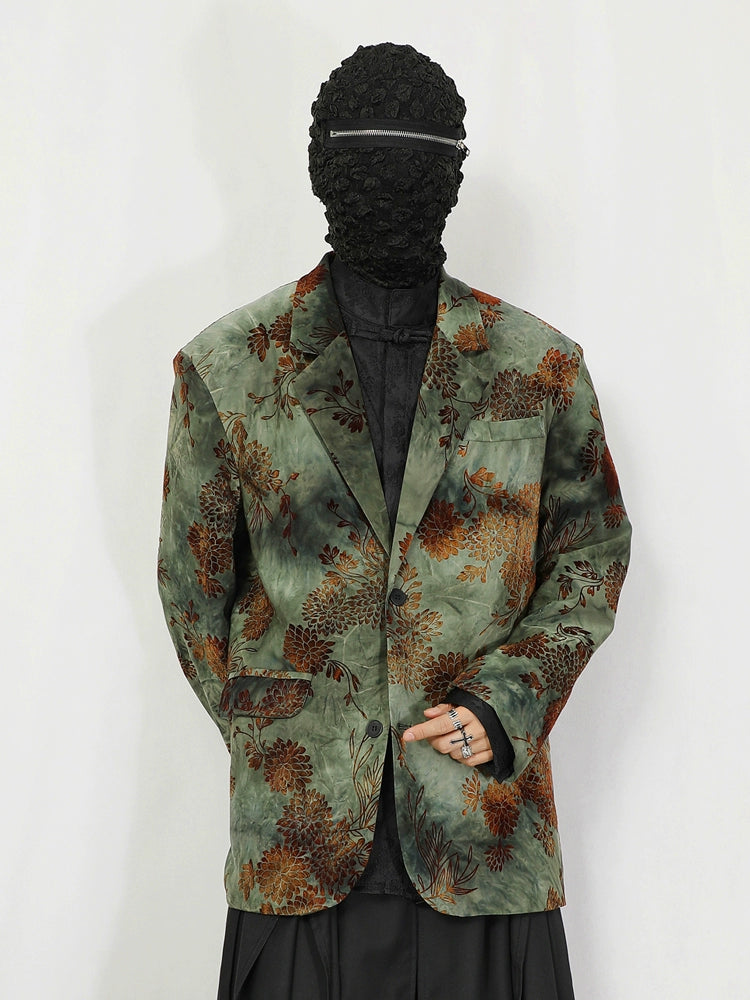 Green Floral Jacquard Blazer
