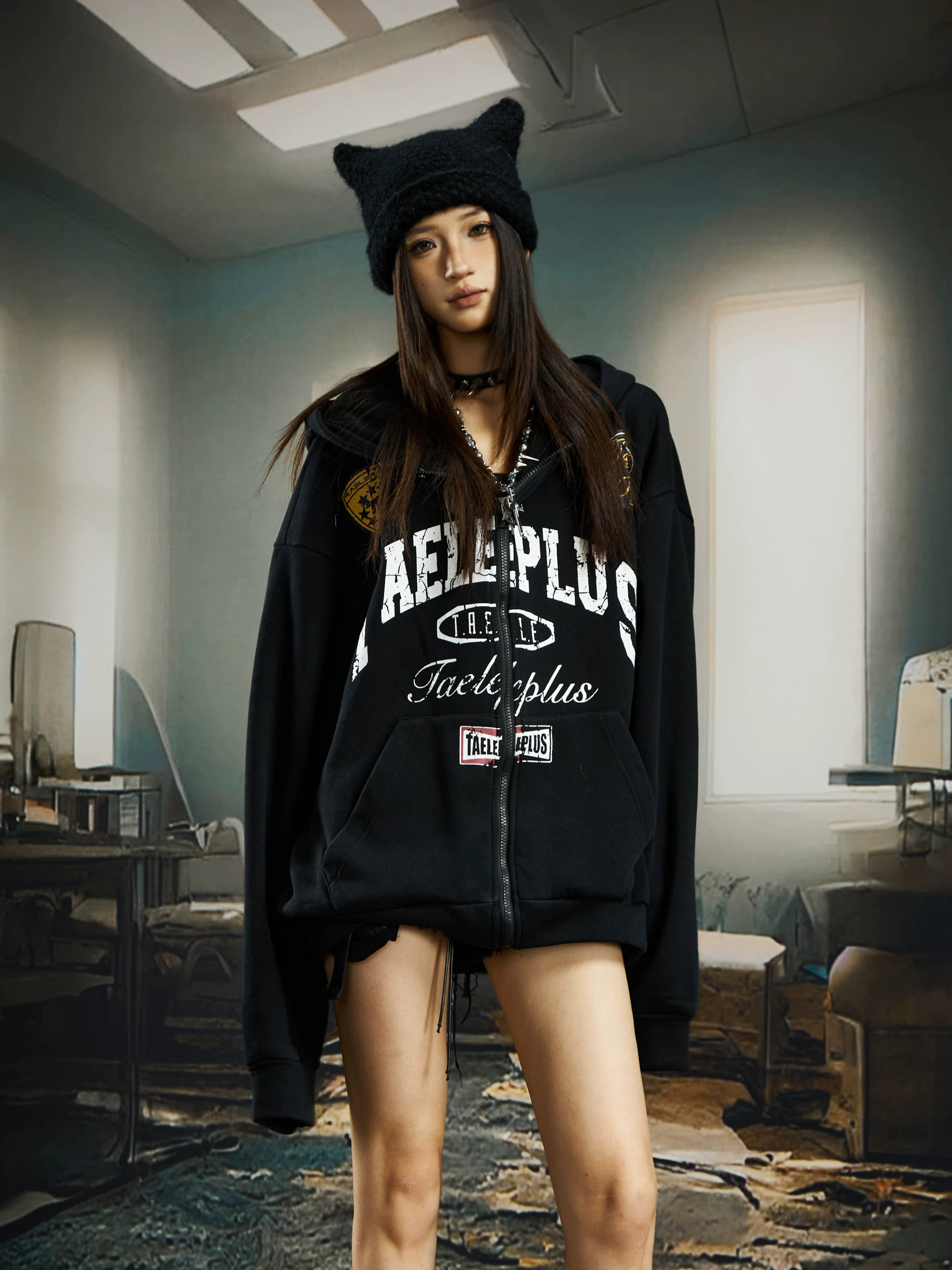 Taeleplus Varsity Patch Zip Hoodie