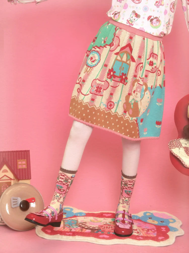 Sweet Bear Tea Party Knit Skirt