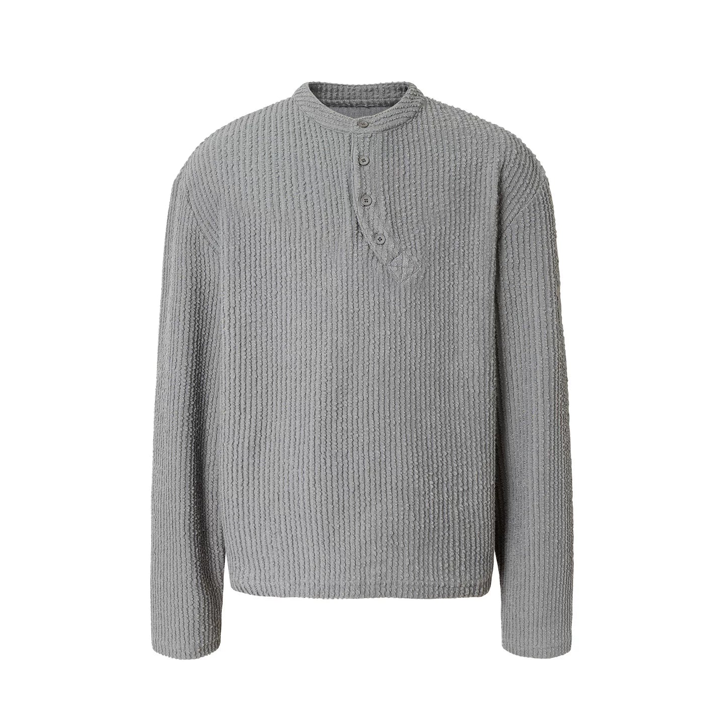 Textured Henley Long Sleeve Knit Shirt