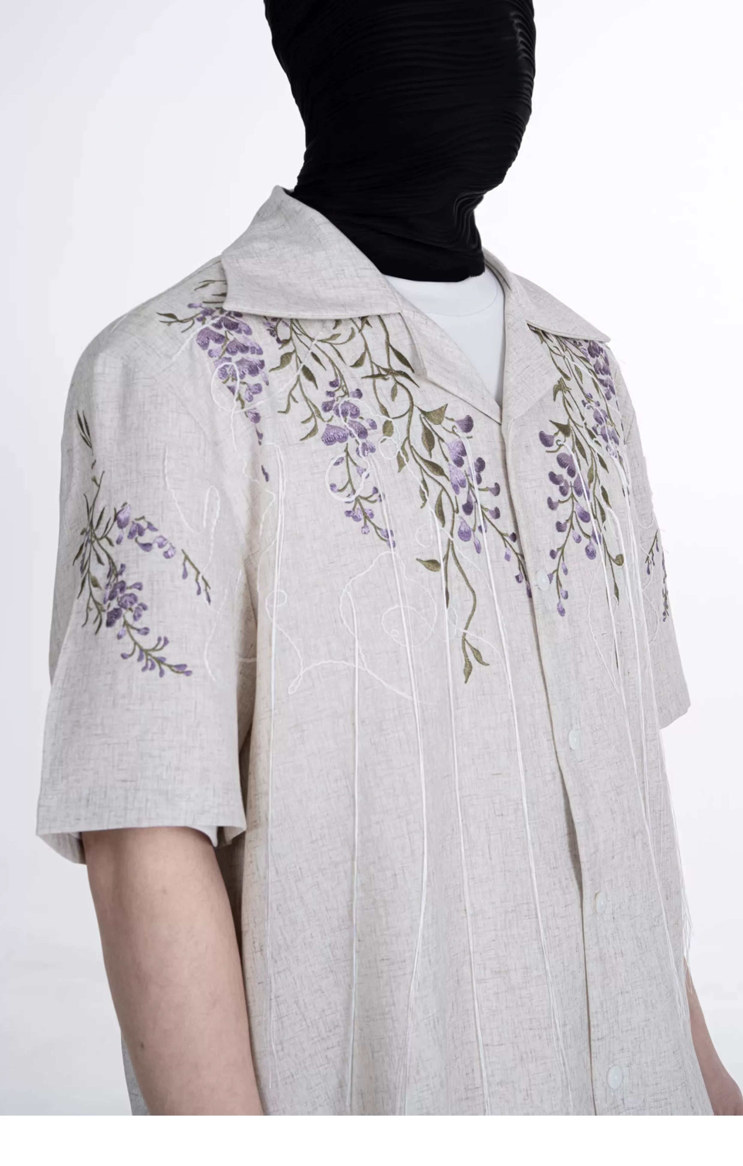 Wisteria Cascade Linen Camp Shirt