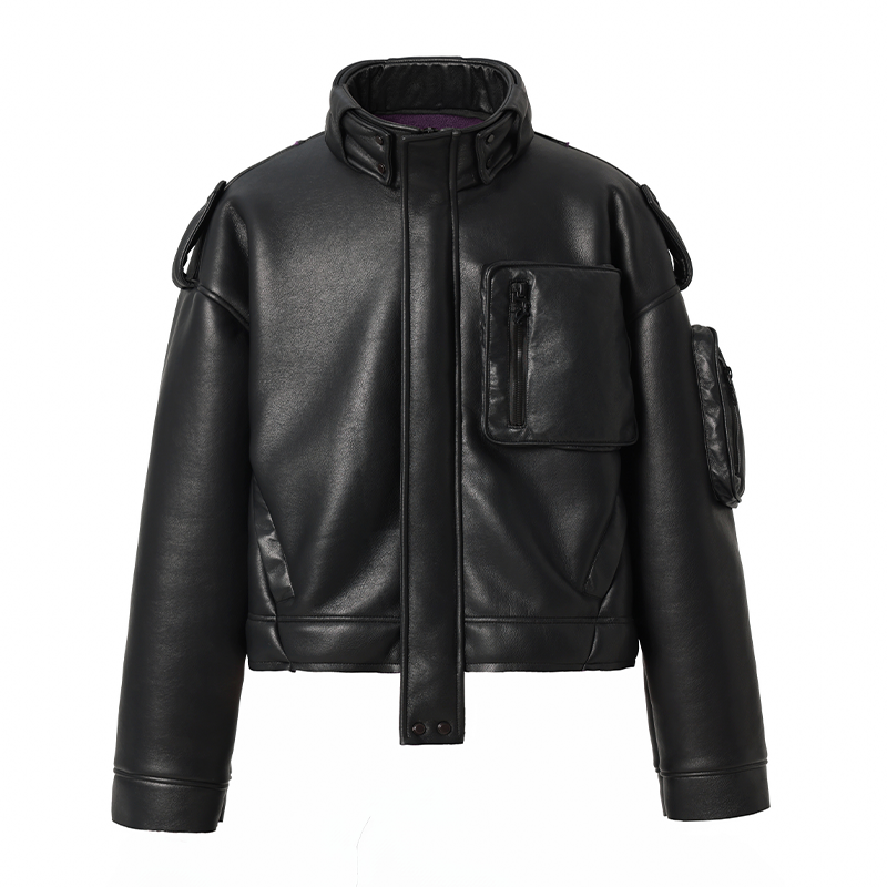 Motorcycle Leather Short Jacket - chiclara