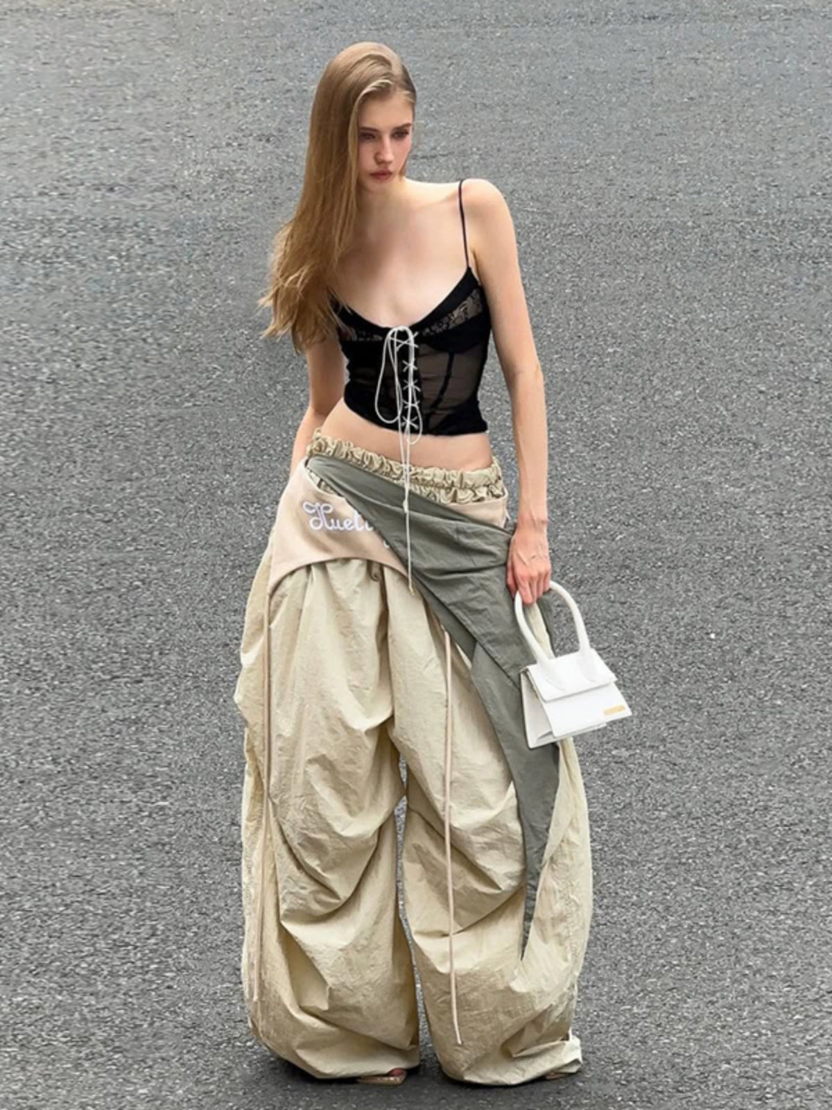 Deconstructed Drawstring Cargo Pants