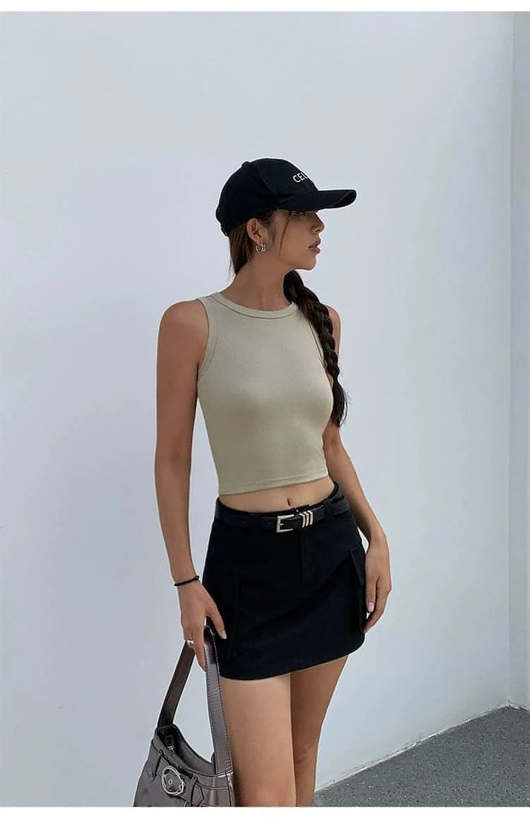 Summer Collection - Black Cut-Out Backless Camisole Top - chiclara