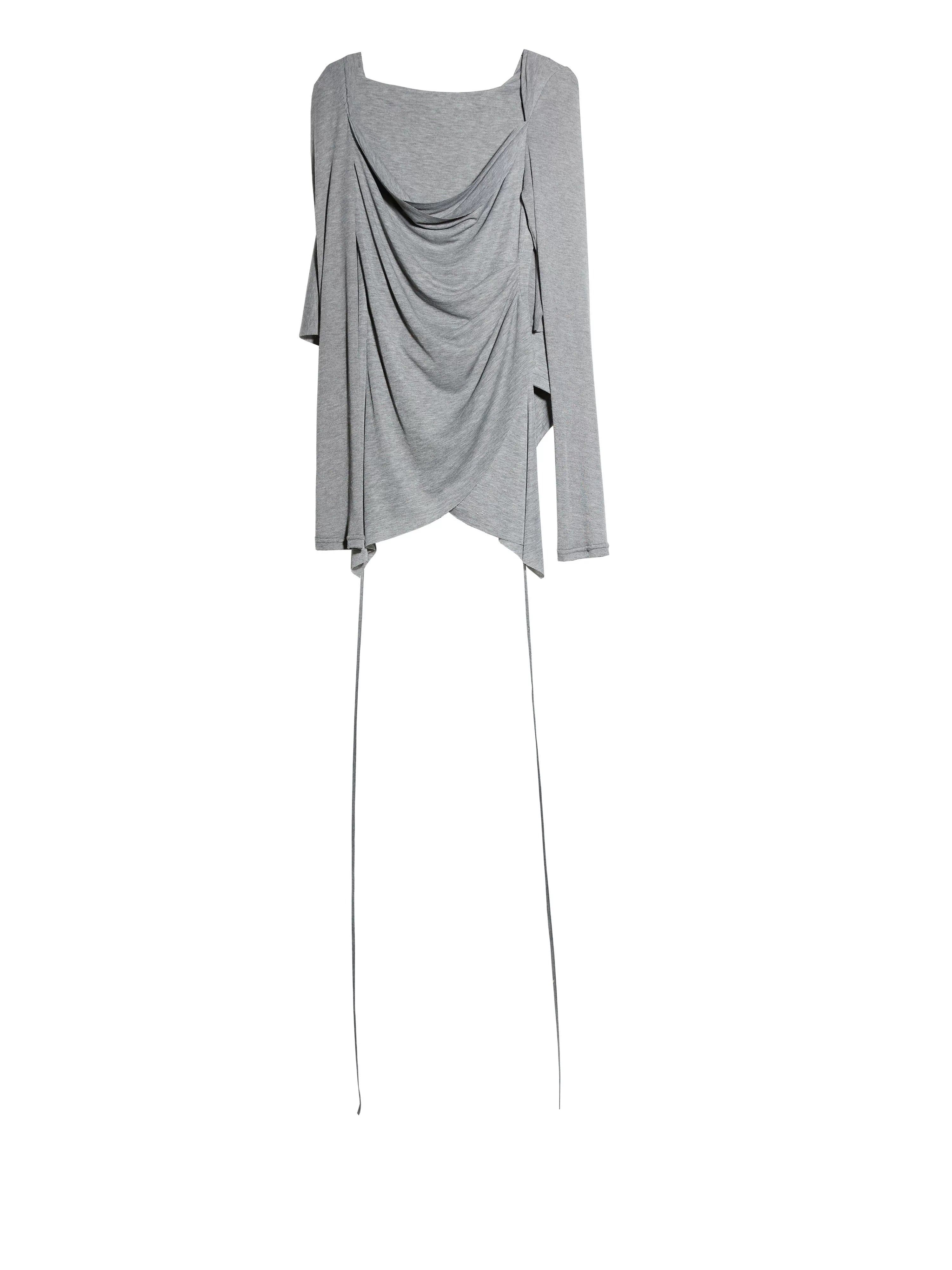 Charcoal Draped Asymmetric Layered Top