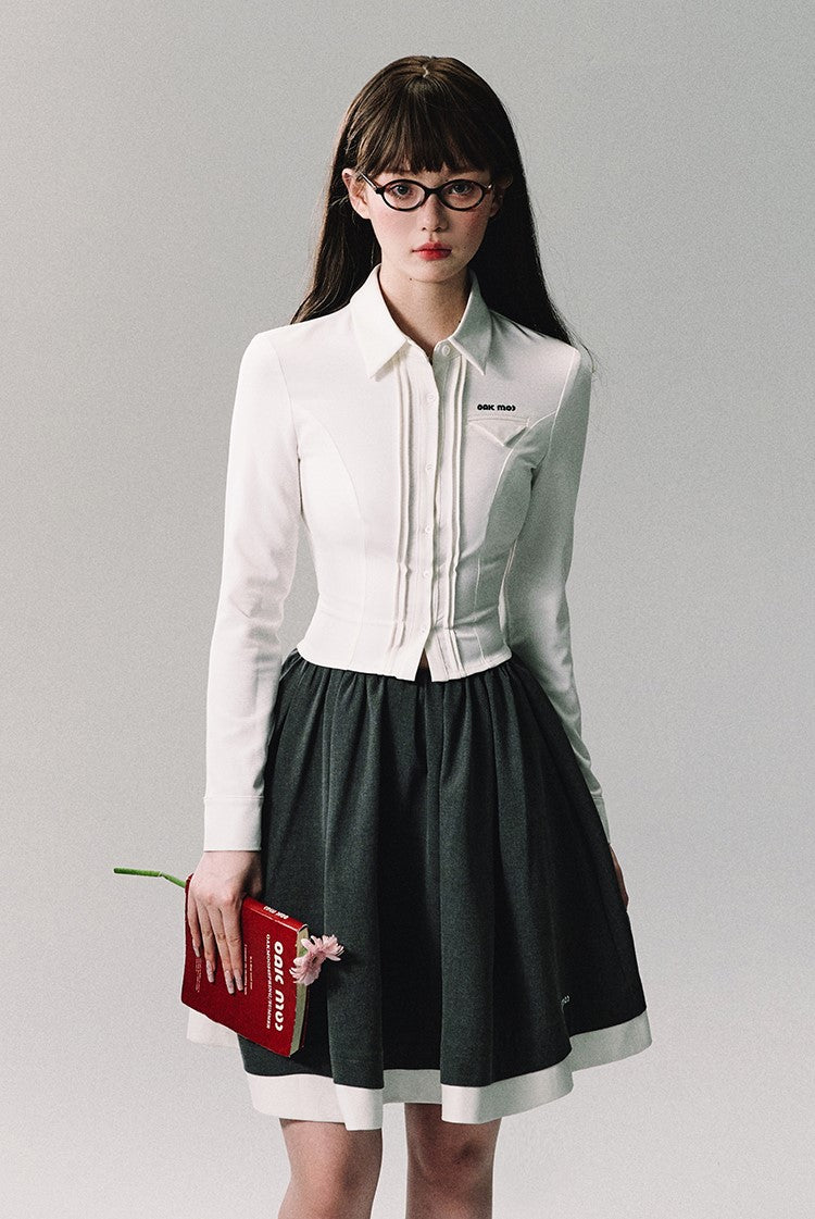 Contrast Trim School Skirt