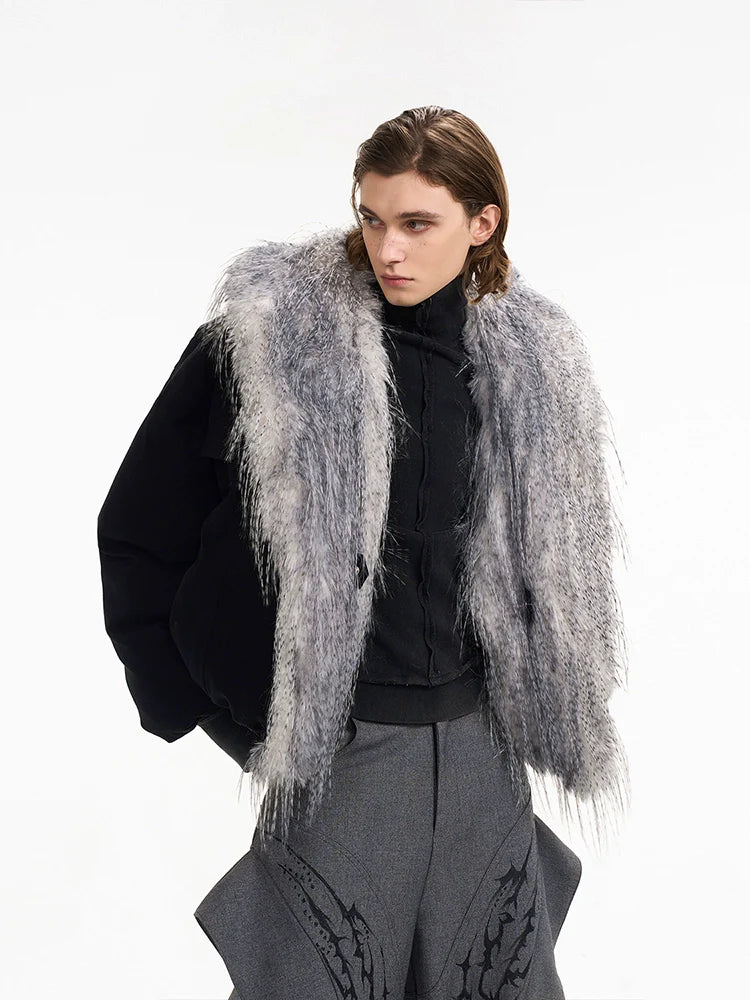 Faux Fur Shawl Collar Bomber Jacket
