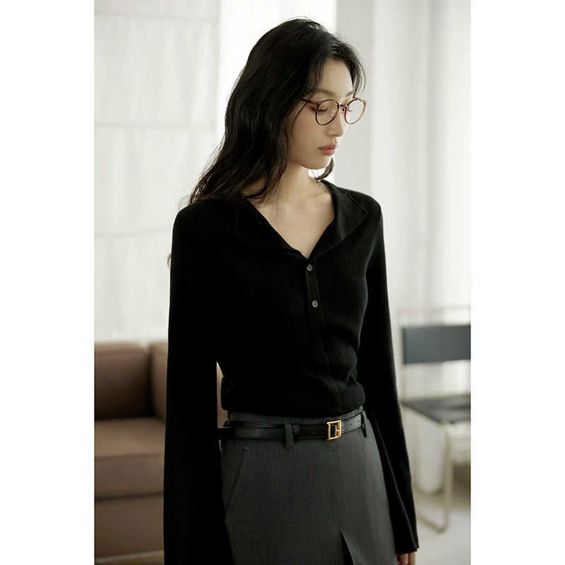Collar V-neck Knitted Sweater