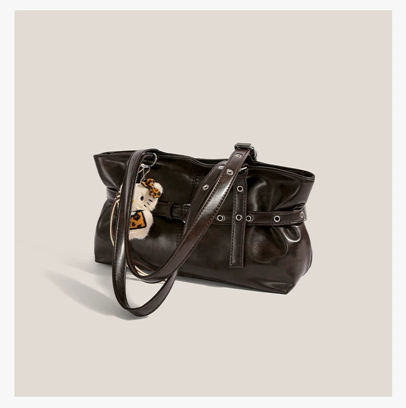 Midnight Kitty Buckle Shoulder Bag