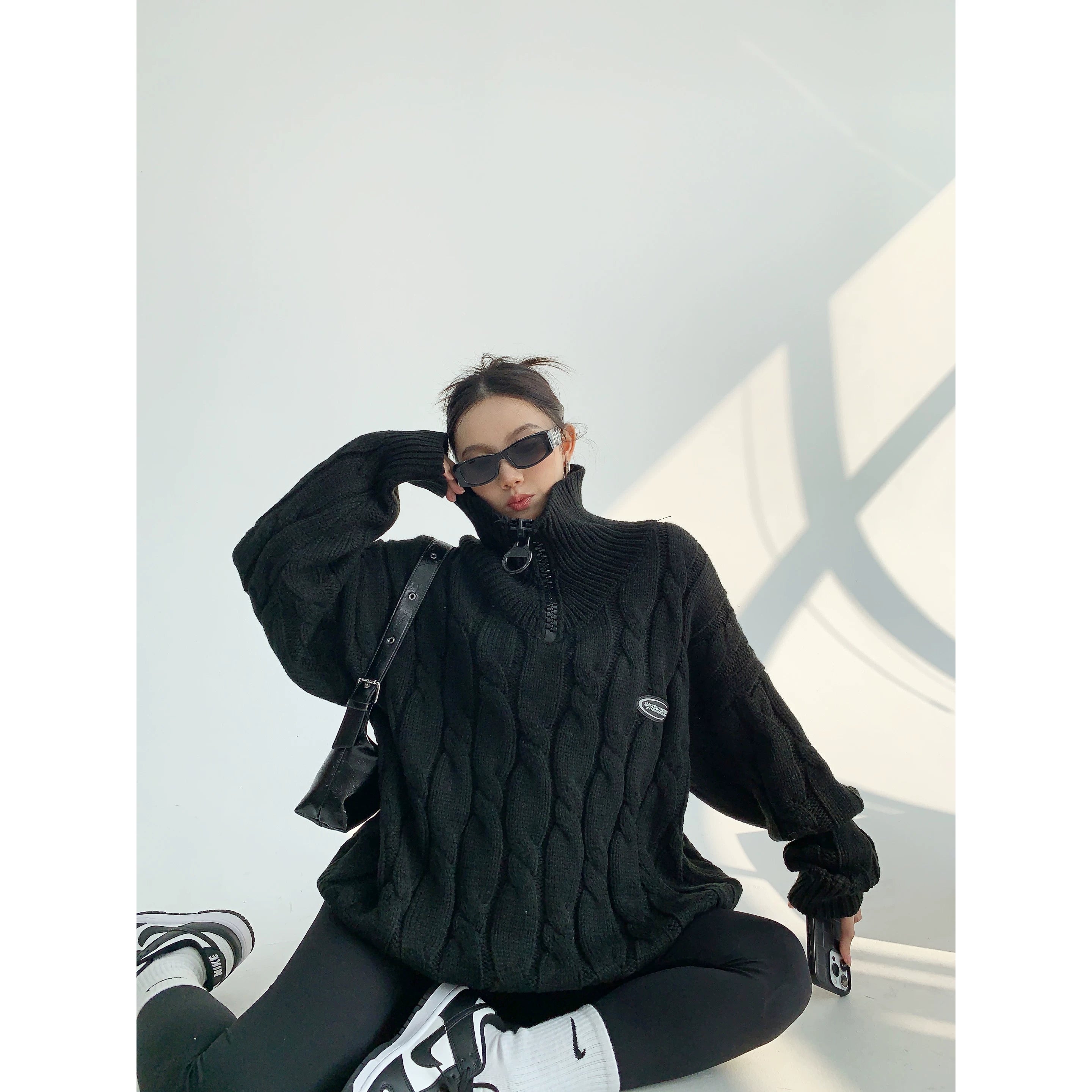 Frost Cable Zip Knit Sweater