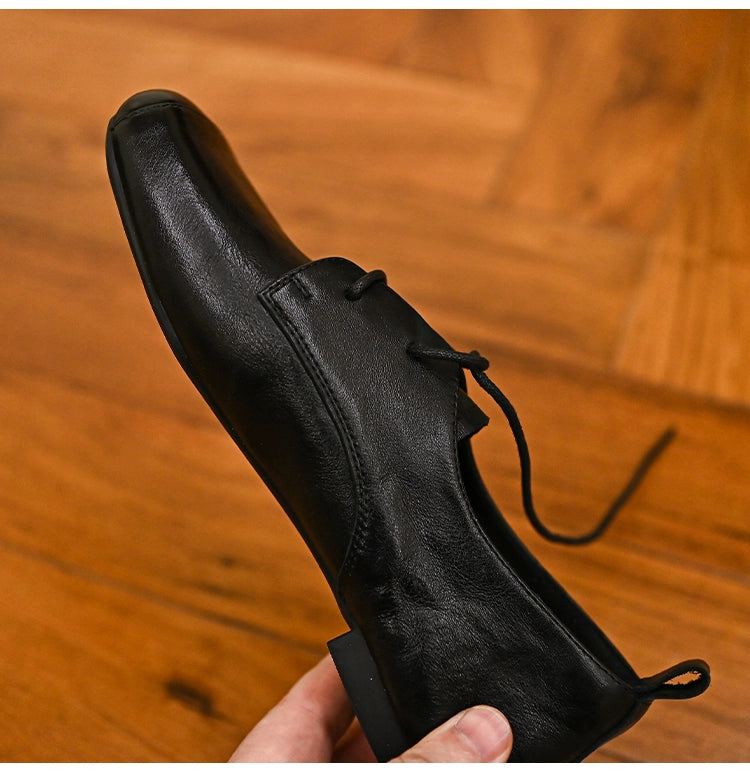 Noir Classic Square-Toe Derby Shoes