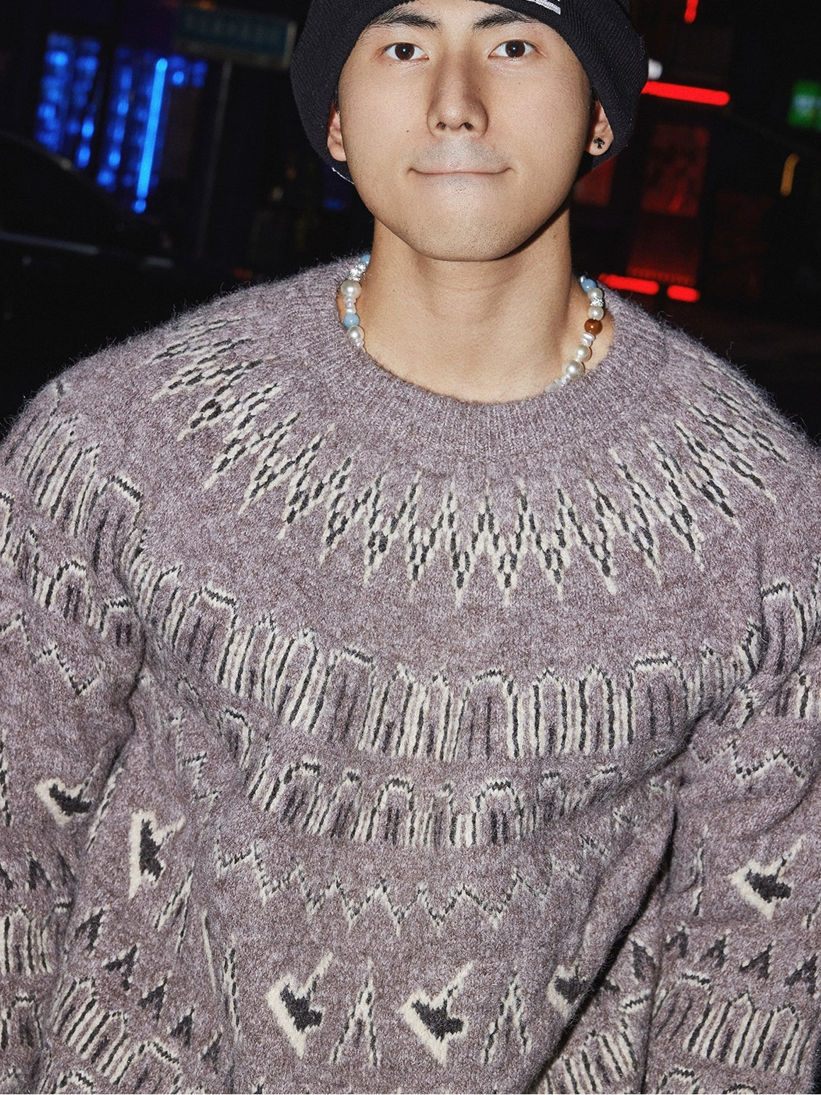 Geometric Jacquard Knit Sweater