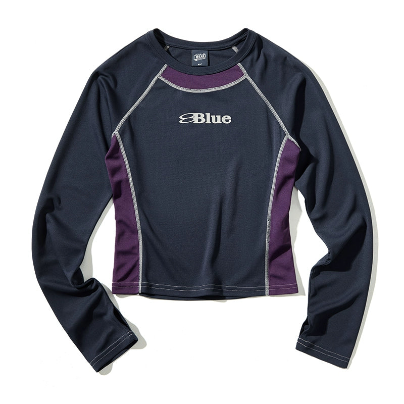 Quick-Drying Long Sleeve Colorblock Athletic Top
