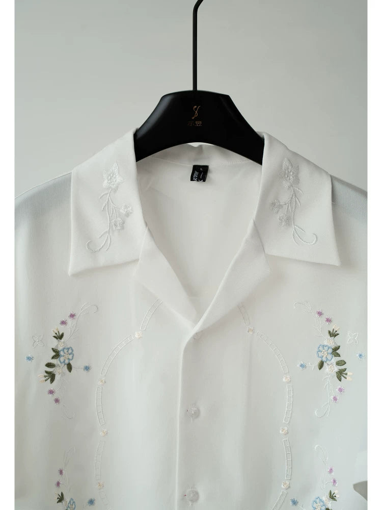 Sunlit Cameo Embroidered Camp Shirt