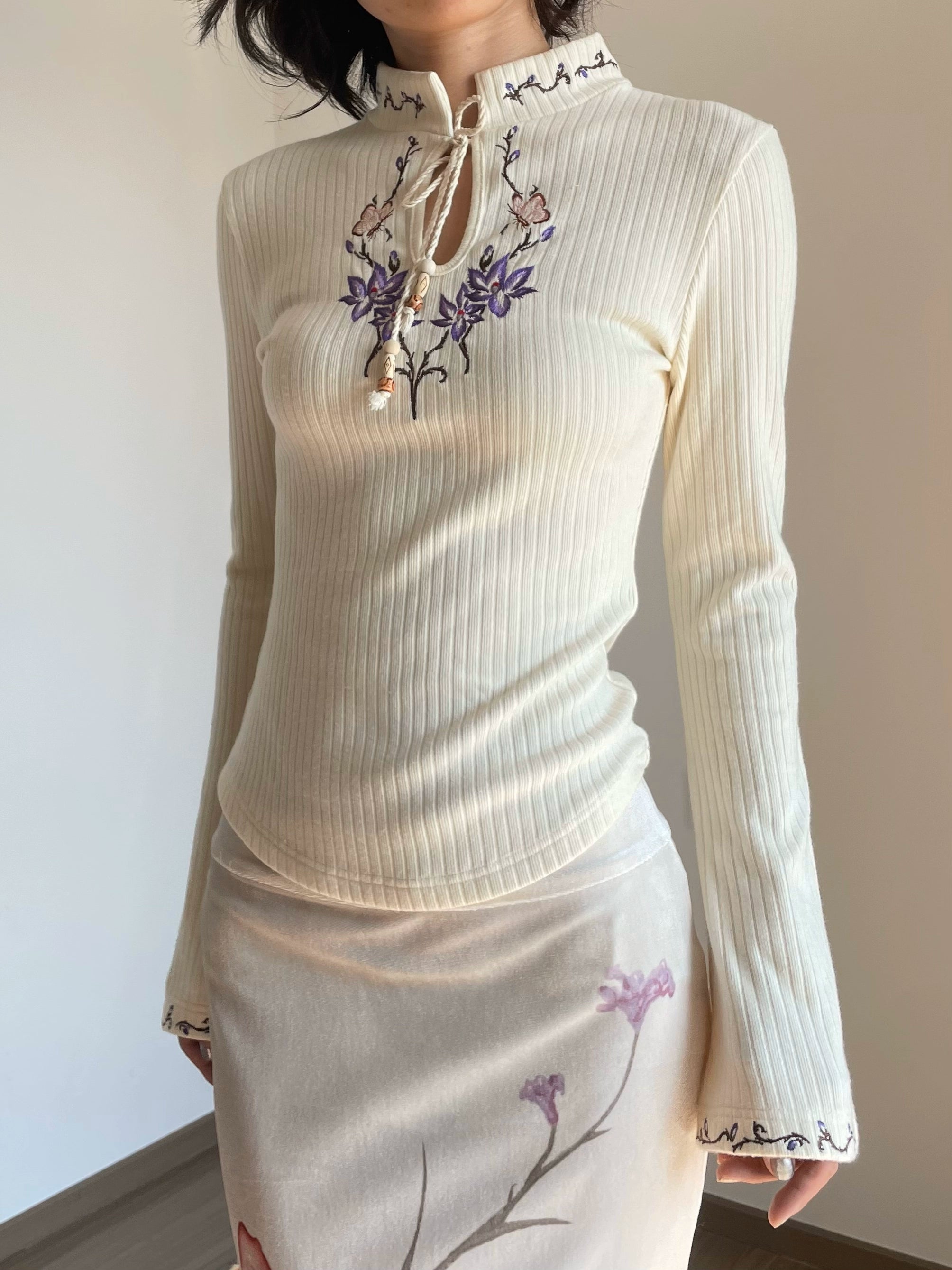 Floral Mandarin Sweater