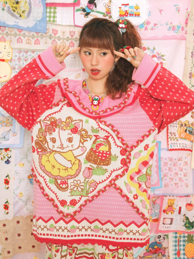 Sweet Kitten Cottage Ruffle Knit Sweater