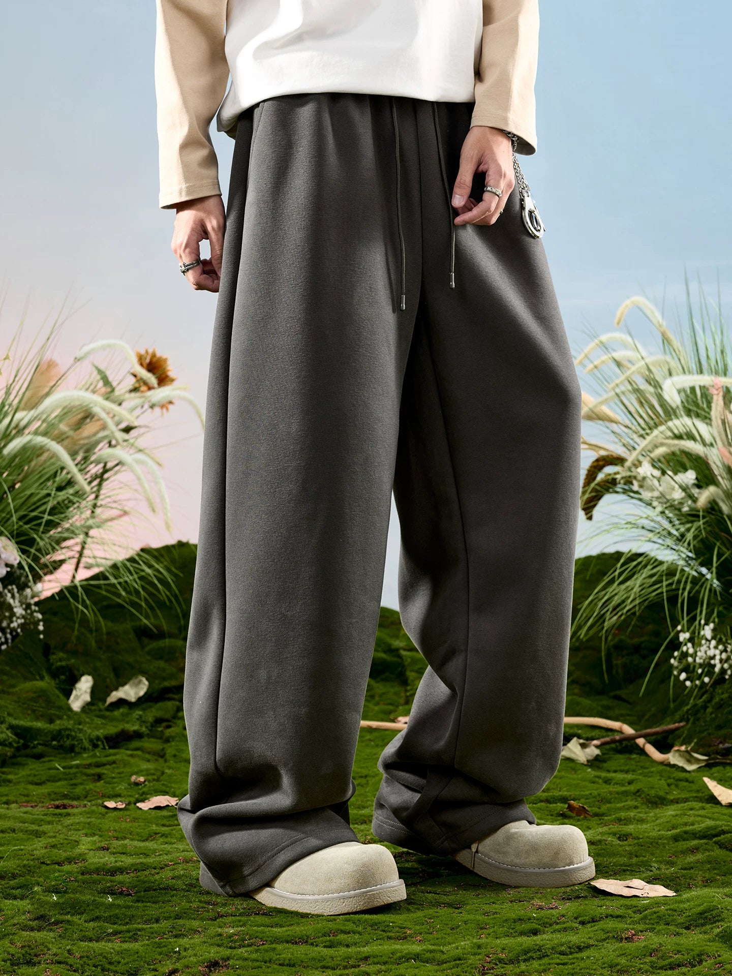 American Drawstring Relaxed Wide-Leg Sweatpants