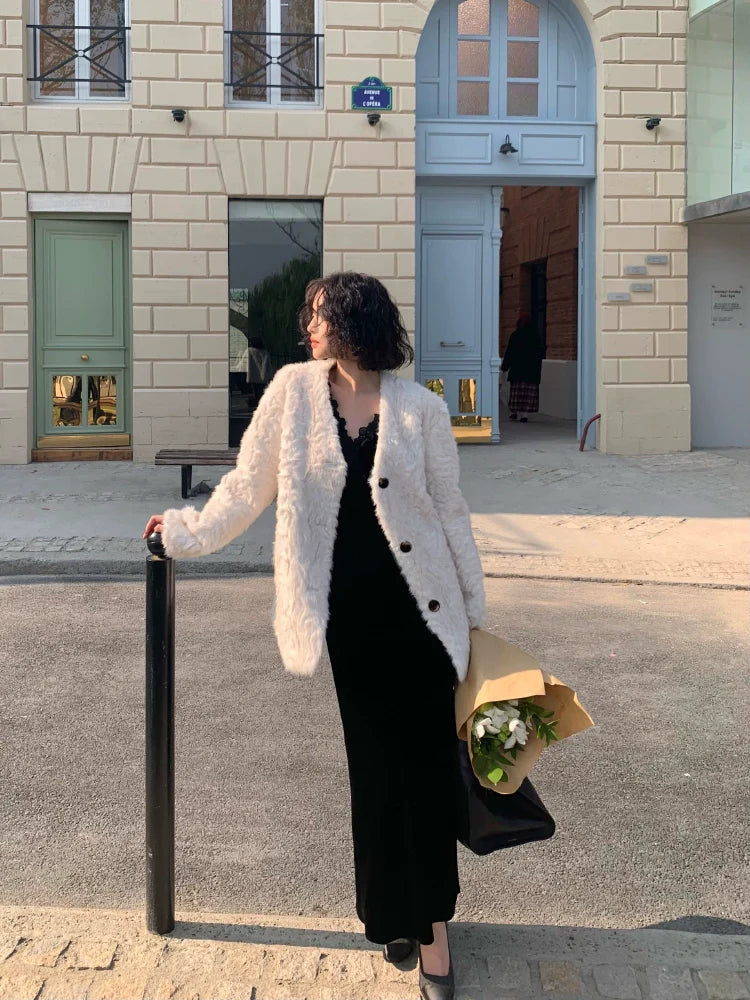 Milky White Faux Fur Coat