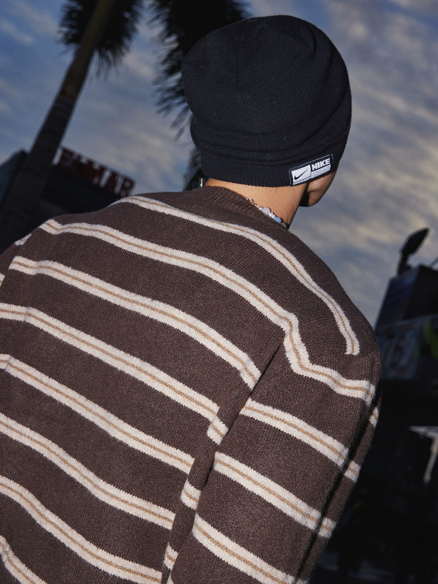 Cocoa Stripe Relaxed Knit Cardigan