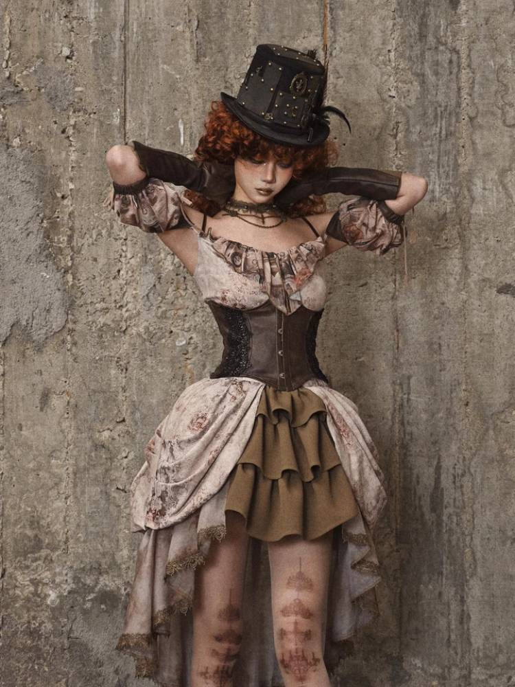 Steampunk Brown Leather Underbust Corset