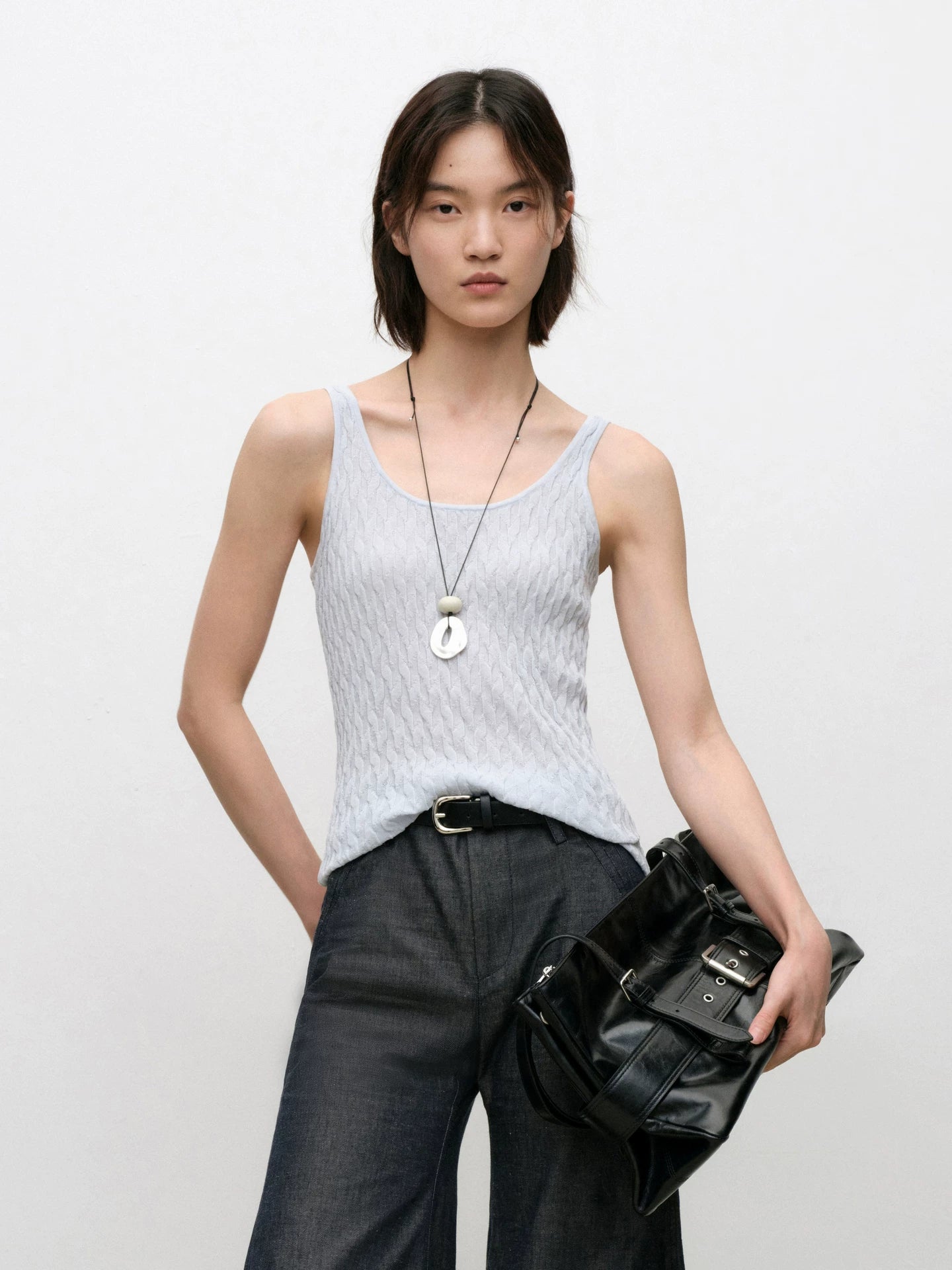 Oversized Buckle Leather Baguette Bag - view 3
