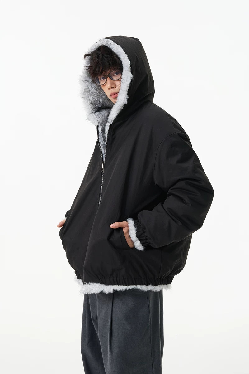 Glacier Haze Faux-Fur Hoodie Coat
