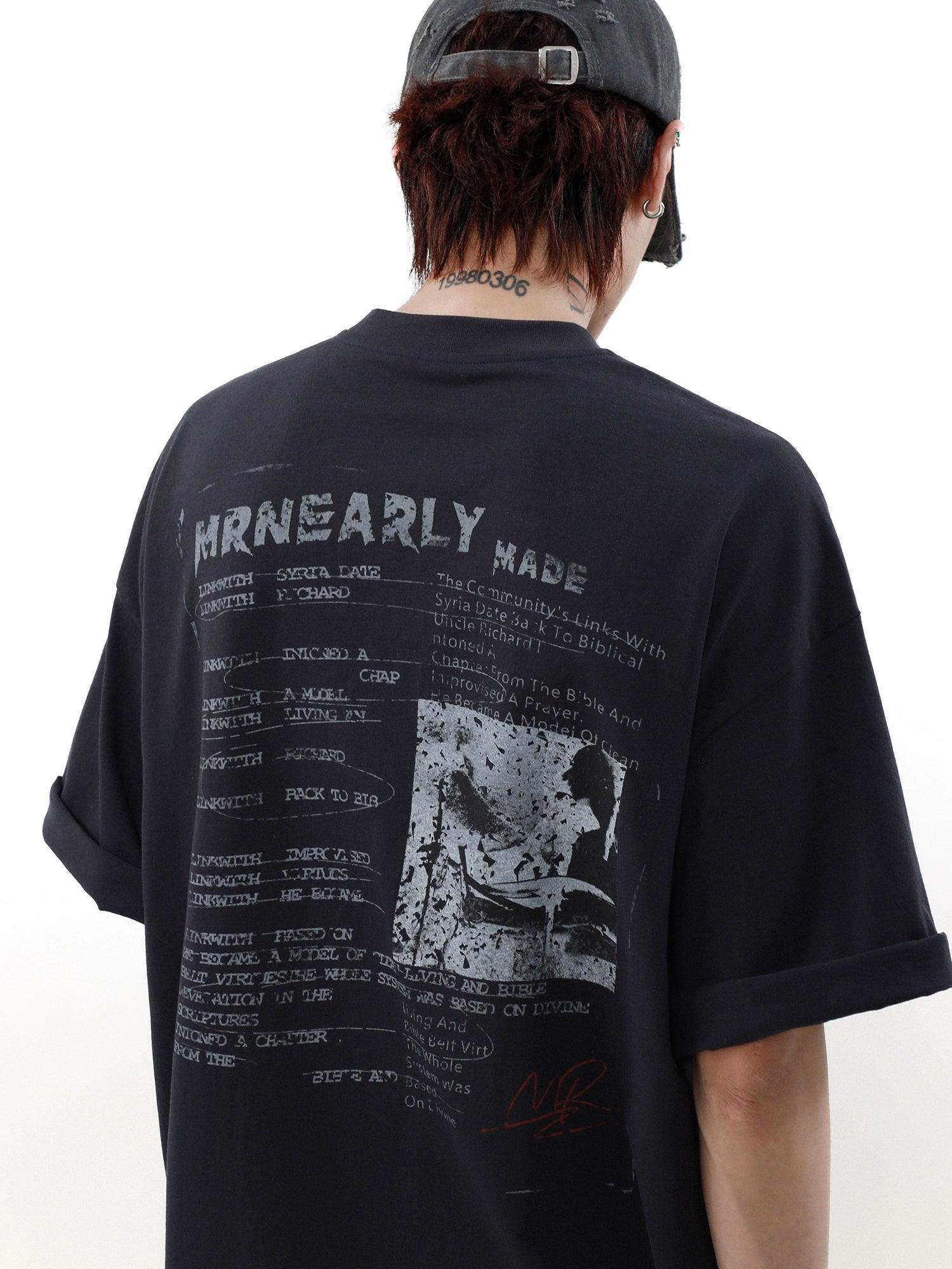 Mrnearly Graphic Print Oversized Tee - Unisex Urban Streetwear Statement