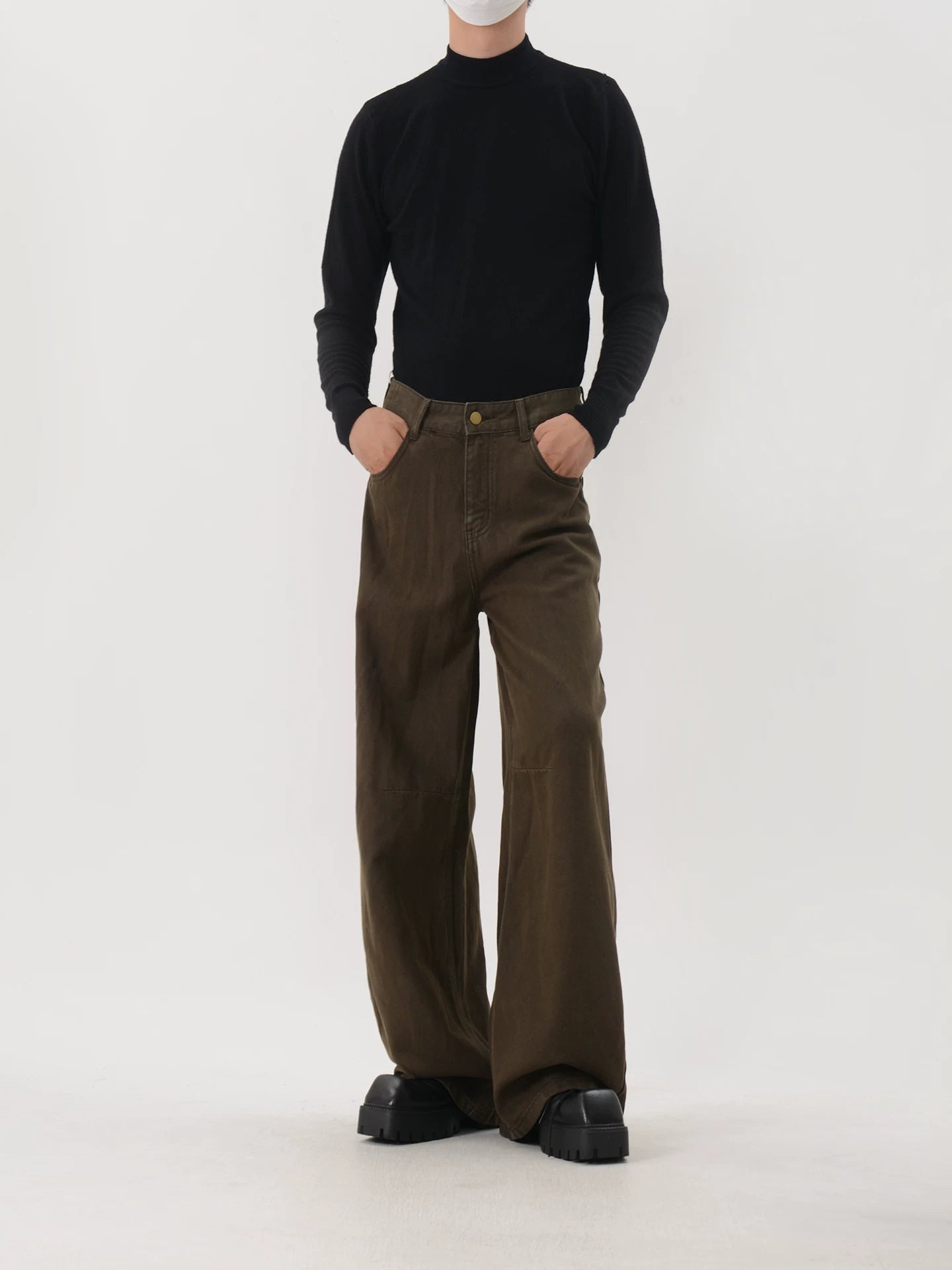Washed American Retro Wide-Leg Pants
