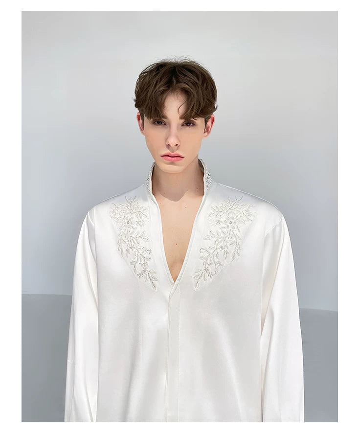 Bloom Embroidered Satin Shirt