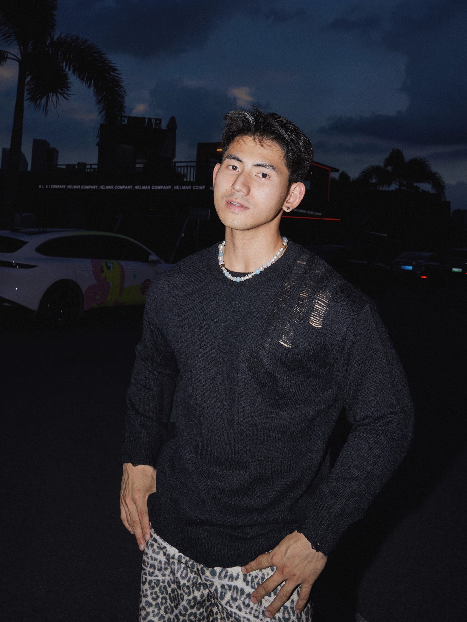 Misty Panel Textured Knit Sweater