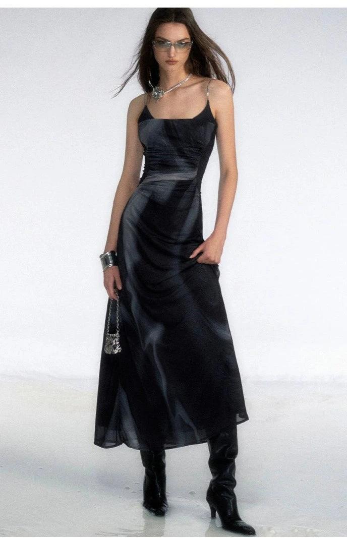 Of Akiva Elegant Satin Maxi Dress - Women'S Spaghetti Strap A-Line Evening Gown With Ruched Waist Detail