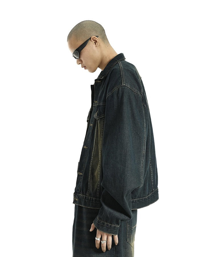 Classic Oversized Dark Wash Denim Jacket