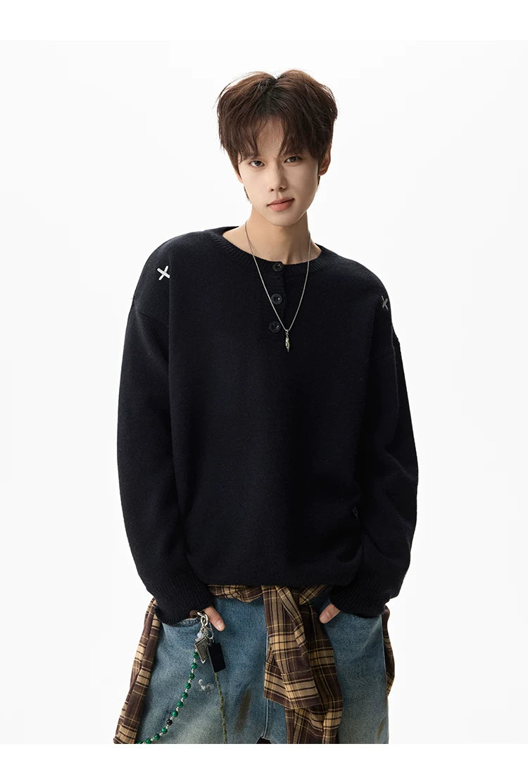 Campus Mist Henley Knit Sweater