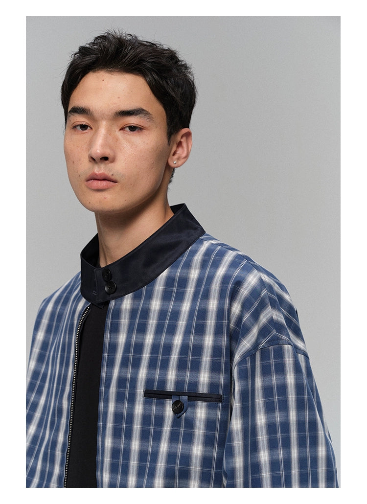 Plaid-Lined Reversible Harrington Jacket